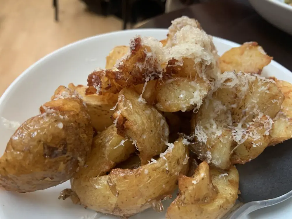 New potatoes with truffle oil and westcombe cheddar at The Pony Bistro in Bristol