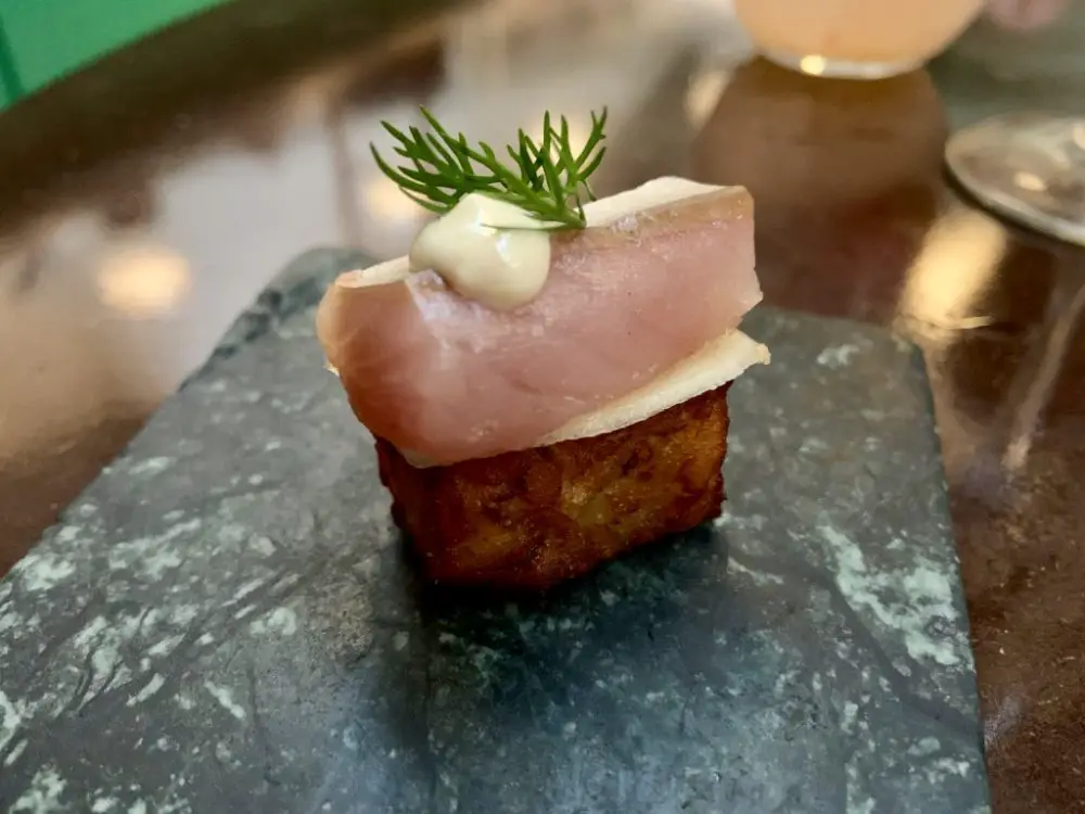 Cured trout snack at The Pony Bistro in Bristol