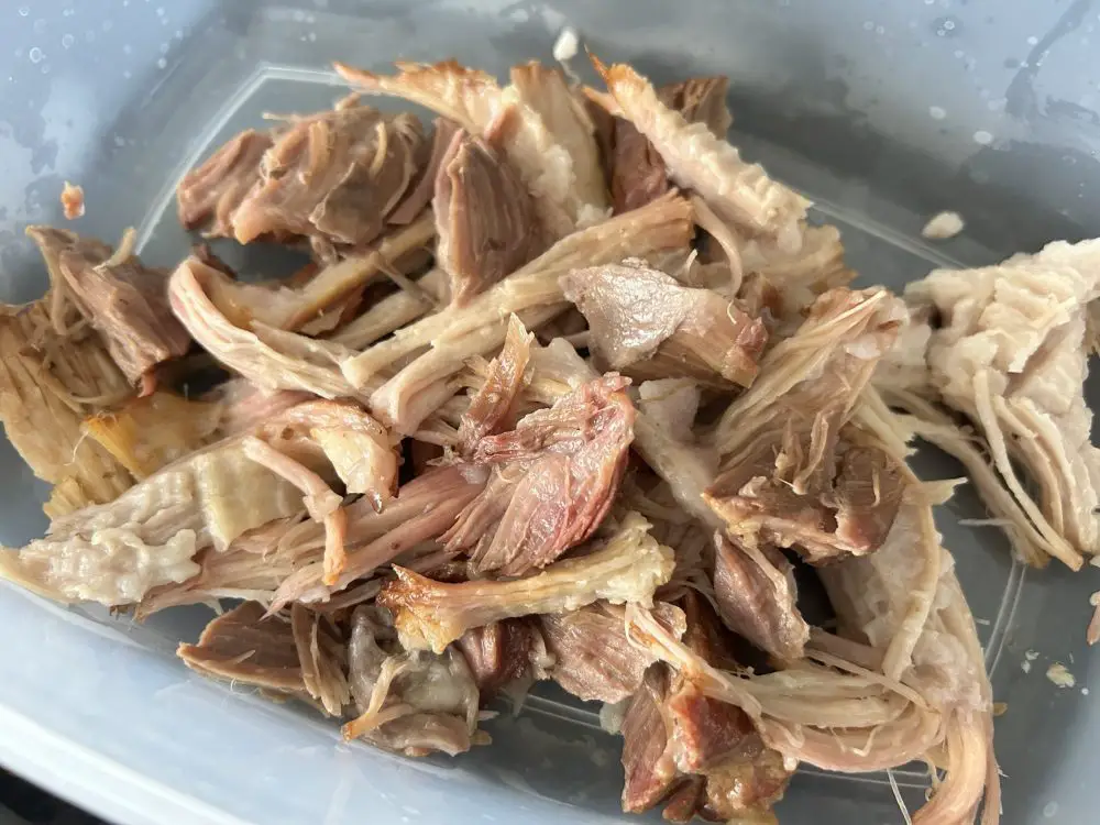 Shredded pork cheek meat