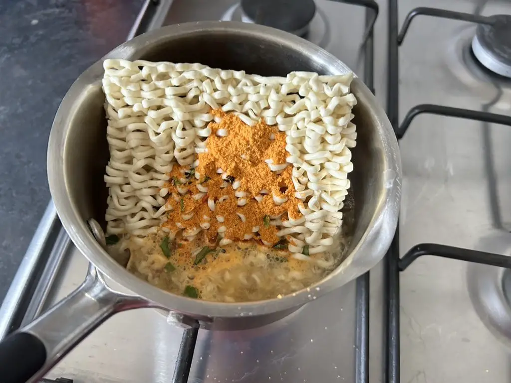 instant noodles in a saucepan