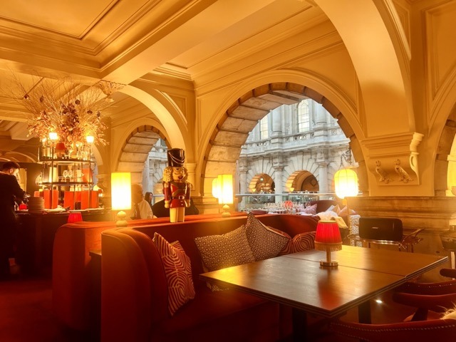 Inside Jang restaurant looking out over the Royal Exchange.